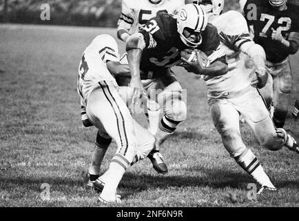 Green Bay Packers' Perry Williams (31) drags Cincinnati Bengals' Alvin  Coleman, left, and Ron Carpenter, right, toward goal line during exhibition  game in Milwaukee, Sept. 6, 1970. Williams made Packers' only touchdown on  the following play. Green Bay