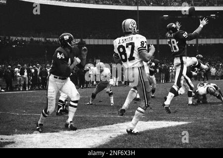 Washington Redskins' quarterback Sonny Jorgensen stands along sideline,  Oct. 29, 1972 after he was knocked out of game against the New York Giants  by a serious injury. Jorgensen, although not apparently hit