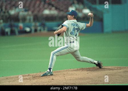 Blue night for jays: Starter Jack Morris, centre, and the rest of