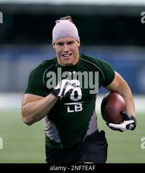 NFL prospect and former USC linebacker Brian Cushing in action