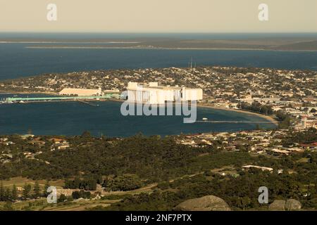 Panoramic view of the fishing industry town of Port Lincoln, Eyre Peninsula, South Australia Stock Photo