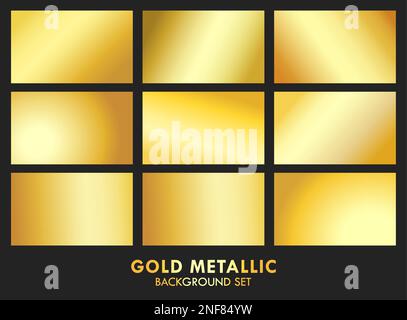 Gold Metallic Gradient Background Set Vector Illustration Stock Vector