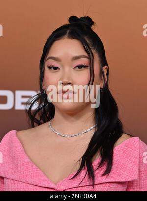 Los Angeles, US, February 16, 2023, Lana Condor arriving at Netflix’s “Outer Banks” season 3 Los Angeles premiere held at the Regency Village Theatre on February 16, 2023 in Westwood, CA. © Tammie Arroyo / AFF-USA.com Stock Photo