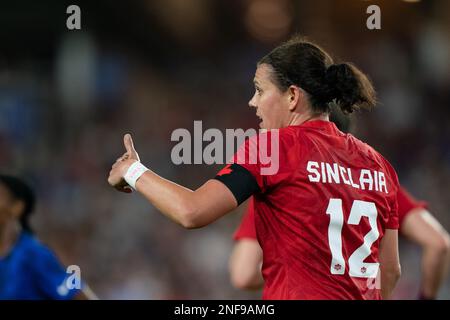 Orlando, United States. 16th Feb, 2023. Orlando, USA, February 16th 2023: Christine Sinclair (12 Canada) during the She Believes Cup game between USA and Canada at Exploria Stadium in Orlando, FL (Andrea Vilchez/SPP) Credit: SPP Sport Press Photo. /Alamy Live News Stock Photo