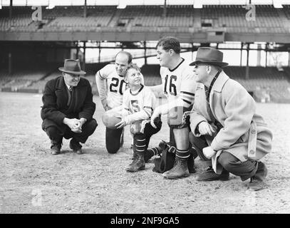 Delegates attend the annual meeting of the National Professional Football  League in New York, April 12, 1940. From left, front row: Charles W.  Bidwell, owner of Chicago Cardinals; Carl Storck, league president;