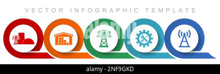 Power and energy icon set, miscellaneous icons such as power plant, warehouse, powerline, service and antenna for webdesign and mobile applications, f Stock Vector