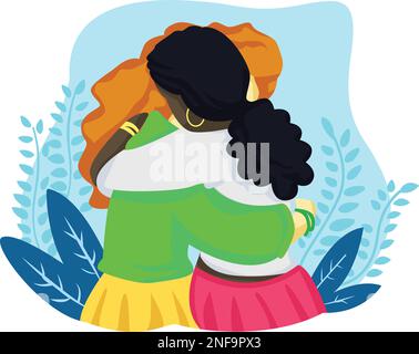 Black Lives Matter, BLM, No Racism, Statement. Young African Americans: man and woman against racism. Black citizens are fighting for equality. Stock Vector