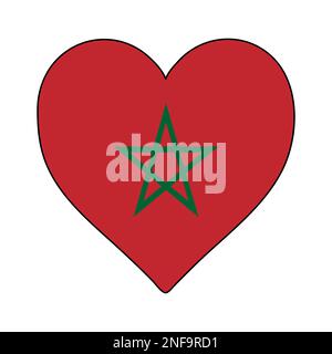Morocco Heart Shape Flag. Love Morocco. Visit Morocco. Northern Africa. African Union. Vector Illustration Graphic Design. Stock Vector