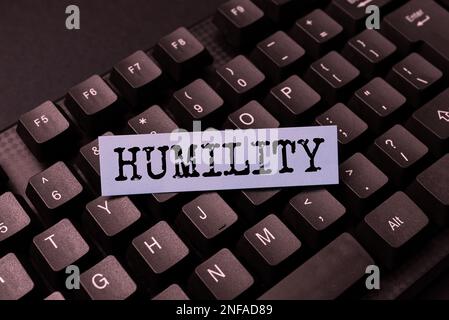 Conceptual caption Humility, Word for being Humble is a Virtue not to Feel overly Superior Stock Photo