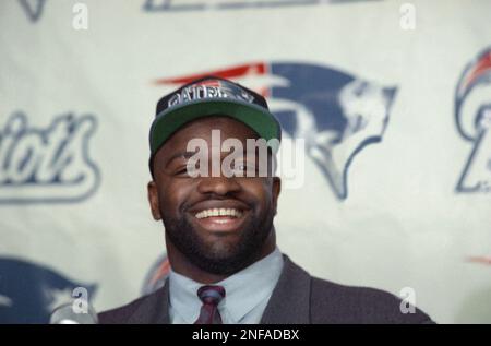 Football player Dave Meggett at news conference to announce