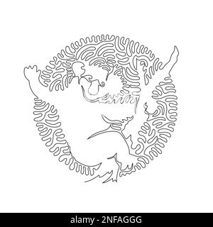 Continuous curve one line drawing of cute koala abstract art. Single line editable stroke vector illustration of the koala has big furry ears Stock Vector