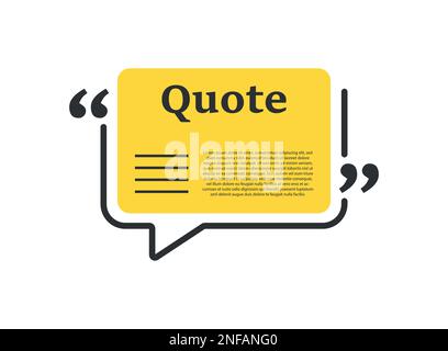 Quote box frame icon in flat style. Dialogue speech bubble vector illustration on isolated background. Talk message sign business concept. Stock Vector