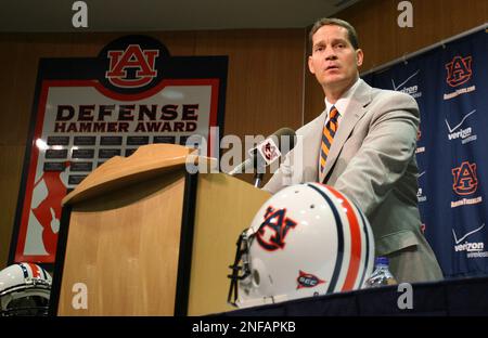 New Auburn football coach Gene Chizik leads his team to the field for their  NCAA college football spring A-day game on Saturday, April 18, 2009 in  Auburn, Ala. (AP Photo/Todd J. Van