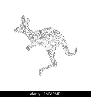 Single curly one line drawing of muscled kangaroo. Continuous line drawing graphic design vector illustration of kangaroo big feet and a long tail Stock Vector