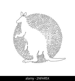 Continuous curve one line drawing of standing kangaroo. Single line editable stroke vector illustration of powerful kangaroo hind legs. Stock Vector