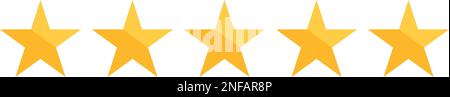 Five stars icon in flat style. Customer product rating vector ...