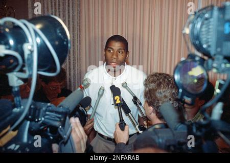 Magic Johnson of the Lakers arriving at the Los Angeles Coliseum