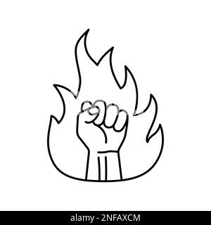 Fist with flame. Fist fire icon. Strong hand fist. Abstract logo design. Vector illustration. Stock Vector