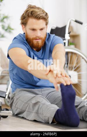 patient recovering in hospital after injury trauma Stock Photo