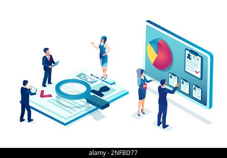 Vector of a HR business people reviewing online job applications Stock Vector