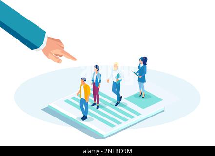 Vector of a businessman choosing best qualified candidate for a job position Stock Vector