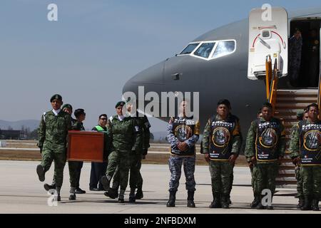 Non Exclusive: February 16, 2023, Mexico City, Mexico: Military, perform a tribute to the arrival of the remains of 'Proteo', the rescue dog of the Me Stock Photo