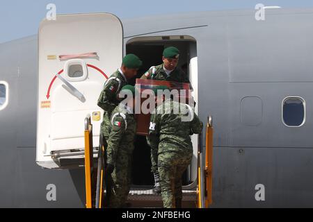 Non Exclusive: February 16, 2023, Mexico City, Mexico: Military, perform a tribute to the arrival of the remains of 'Proteo', the rescue dog of the Me Stock Photo