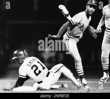 In this Oct. 21, 1980 file photo, Philadelphia Phillies pitcher Tug McGraw  leaps into the air as Kansas City Royals batter Willie Wilson strikes out  to end the game and give the Phillies the World Series in the ninth inning,  in Philadelphia. In the bac