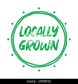 Minimal locally grown logo, stamp or symbol. Hand drawn sign for food produced in local farms. Healthy environmental production badge. Buy locally Stock Vector