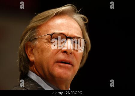 Milan, Diego Della Valle in the center The patron of Tod's, former  President of Fiorentina, DIEGO DELLA VALLE walks through the downtown  streets with friends, then after a stop at the Marchesi