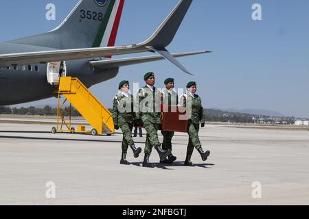 Non Exclusive: February 16, 2023, Mexico City, Mexico: Military, perform a tribute to the arrival of the remains of 'Proteo', the rescue dog of the Me Stock Photo