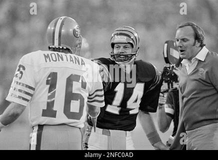 Cincinnati Bengals quarterback Ken Anderson has his head turned almost  completely around by Piuttsburgh Steeler defender Keith Gary (92) during  the second quarter of their NFL game at Riverfront Dtadium in Cincinnati