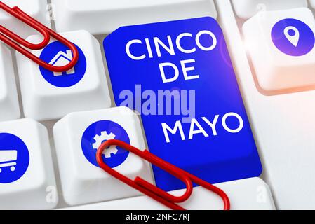 Text caption presenting Cinco De Mayo, Business concept Mexican-American celebration held on May 5 Stock Photo