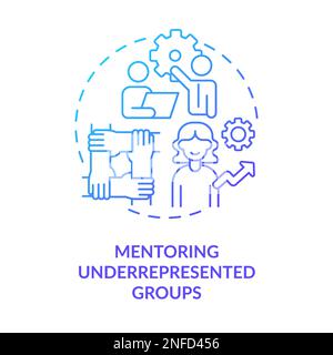 Mentoring underrepresented groups blue gradient concept icon Stock Vector