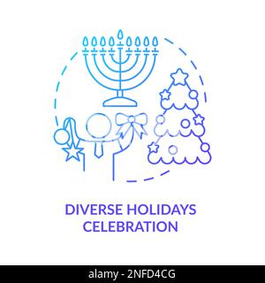Diverse holidays celebration blue gradient concept icon Stock Vector