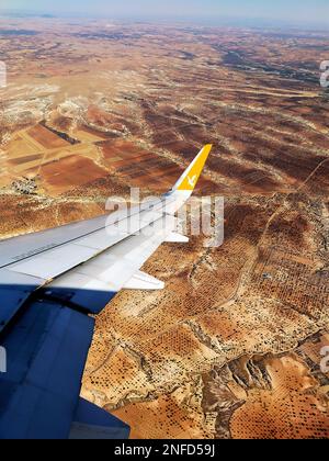 View of Mountains from the plane in Adiyaman, Turkey. Stock Photo