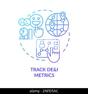 Track DEI metrics blue gradient concept icon Stock Vector