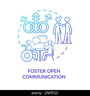 Foster open communication blue gradient concept icon Stock Vector