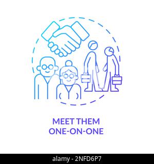 Meet them one on one blue gradient concept icon Stock Vector