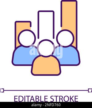 Community processes analysing RGB color icon Stock Vector