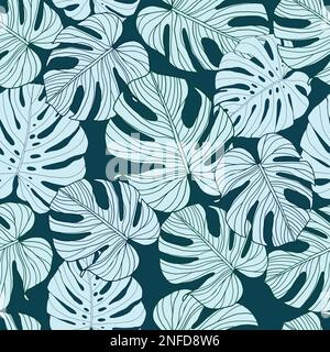 Monstera leaves seamless pattern for textile or wallpapers. Vector tropical leaves background Stock Vector
