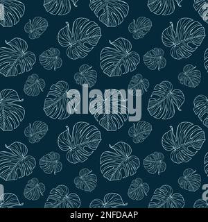 Monstera leaves seamless pattern for textile or wallpapers. Vector tropical leaves background Stock Vector