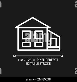 Split-level house pixel perfect white linear icon for dark theme Stock Vector