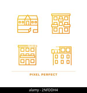 Apartment types pixel perfect gradient linear vector icons set Stock Vector