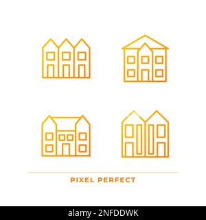Luxury houses pixel perfect gradient linear vector icons set Stock Vector