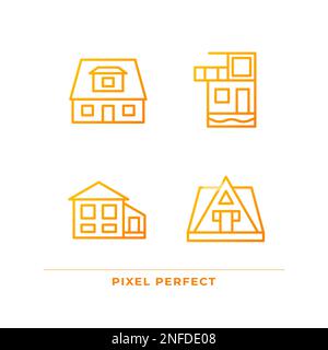 Vacation property pixel perfect gradient linear vector icons set Stock Vector
