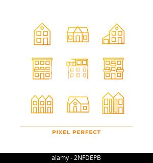 Property purchase pixel perfect gradient linear vector icons set Stock Vector