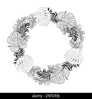 Monochrome Leaf Plant Wreath Frame Separately Vector Materialweb Stock  Illustration - Download Image Now - iStock