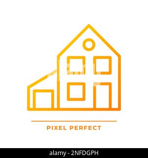 Simple house with garage pixel perfect gradient linear vector icon Stock Vector