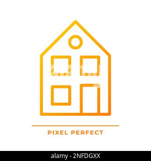 Two story house pixel perfect gradient linear vector icon Stock Vector